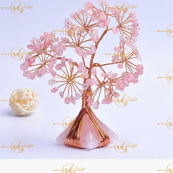 Rose Quartz Copper Wire Stone Tree