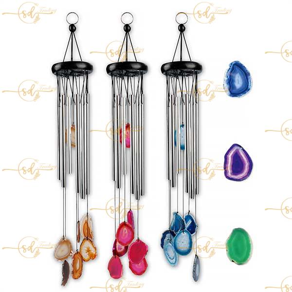 7 Pieces Agate Slice Metal Aluminum Windchimes