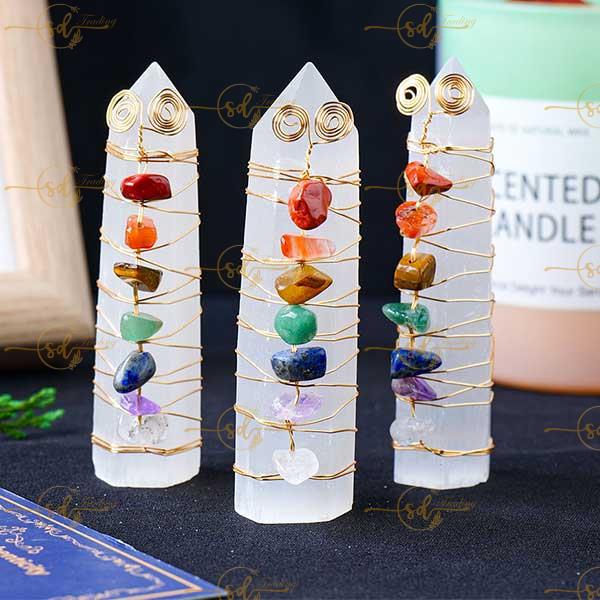 Selenite Seven Chakra Tower Price in USA