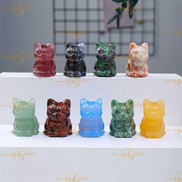 Natural Semi-Precious Stone Cat Carving