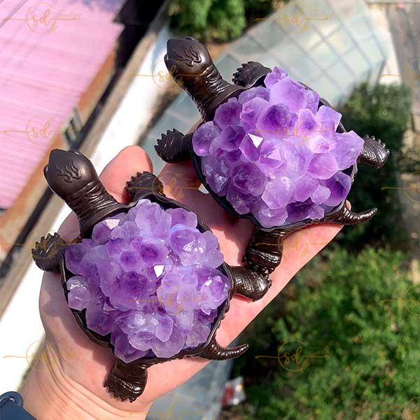 Amethyst & Citrine Raw Cluster Teeth Turtles