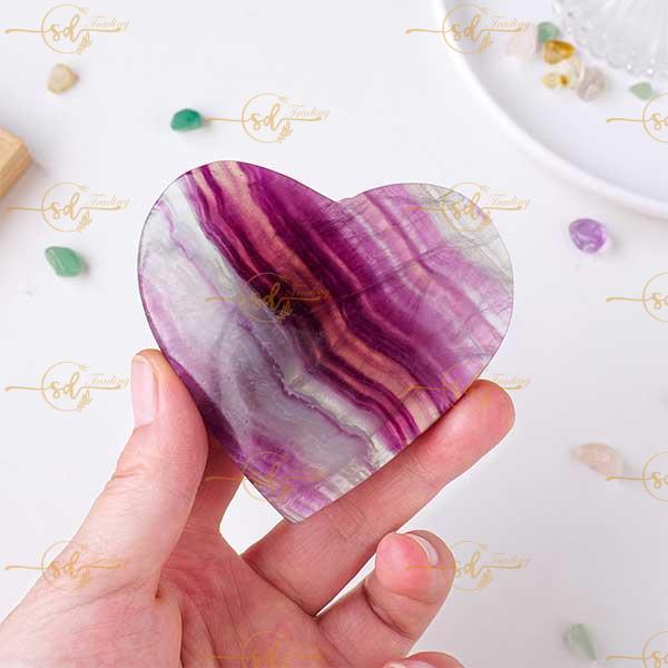 Natural Rainbow Fluorite Heart Carving