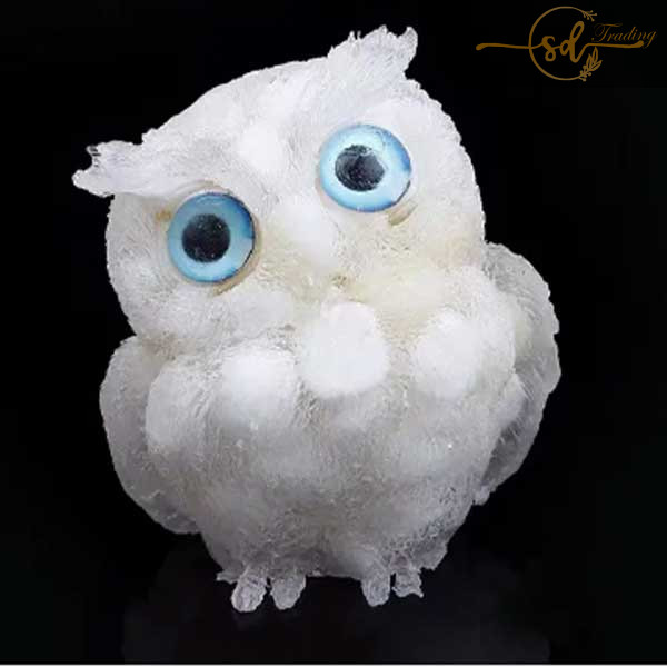 Hand-Carved Natural Crystal Owl Figurine