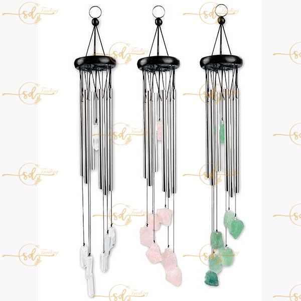 Natural Raw Quartz Metal Aluminum Tube Windchimes