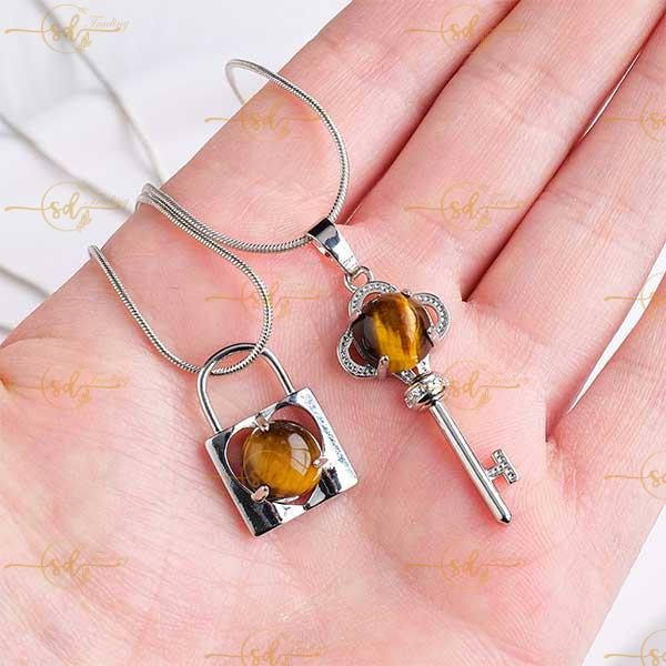 Semi-Precious Stone Couples-Lock Necklace Price in USA