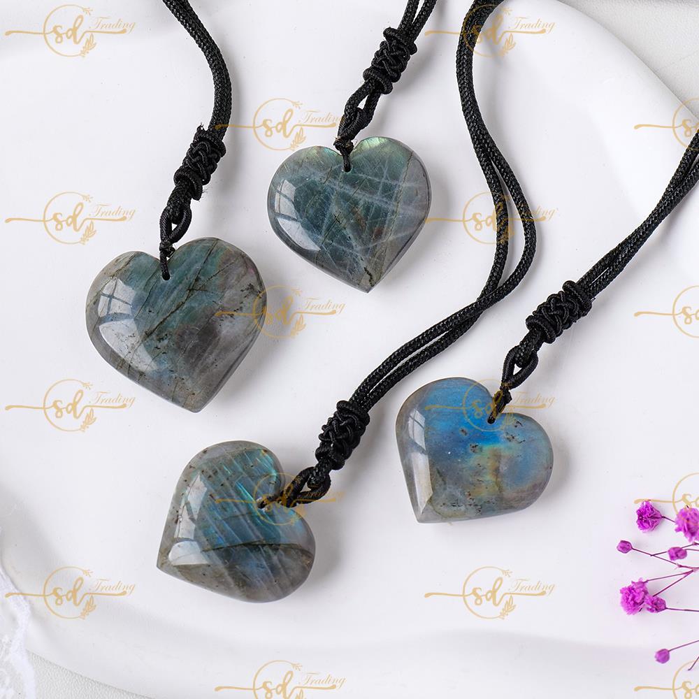 Labradorite Crystal Heart Shape Pendant