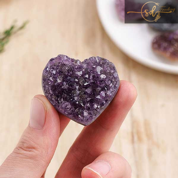 Amethyst Raw Crystal Hearts