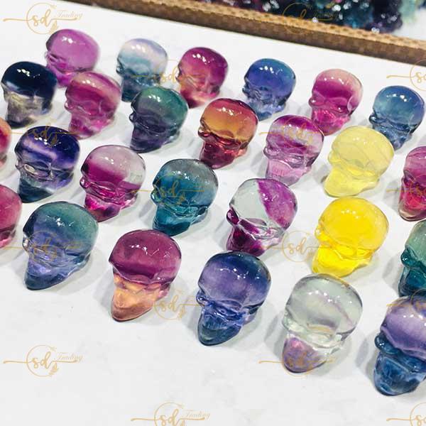 Rainbow Fluorite Mini-Skulls