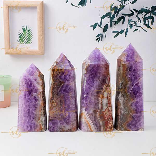 Natural Dream Amethyst Agate Tower 11-27cm