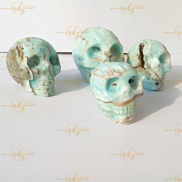 Caribbean Calcite Skull Carving