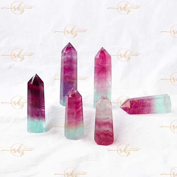 Natural Watermelon Fluorite Tower