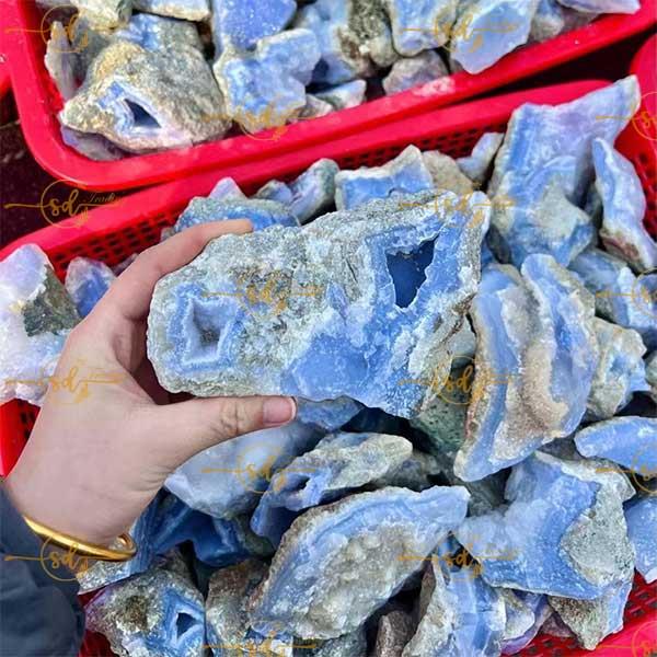 Natural Raw Blue Grain Chalcedony Crystal