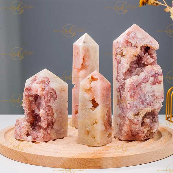 Natural Pink Amethyst Geode Druze Tower