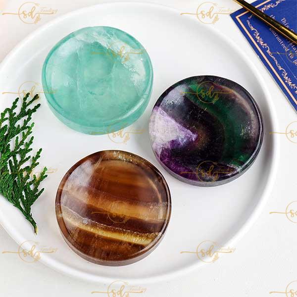 Natural Fluorite Round Crystal Bowl