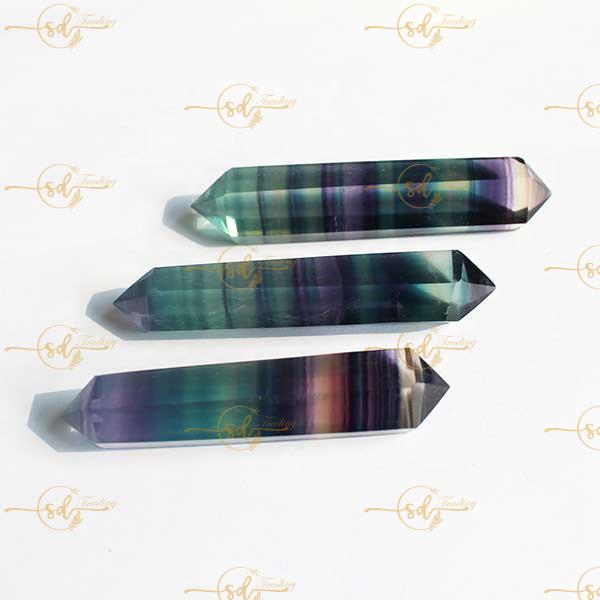 Rainbow Fluorite Quartz Double Point Column 5-6cm