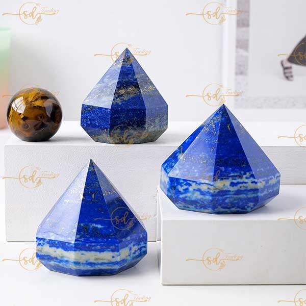 Blue Lapis Lazuli Diamond Shape Carving