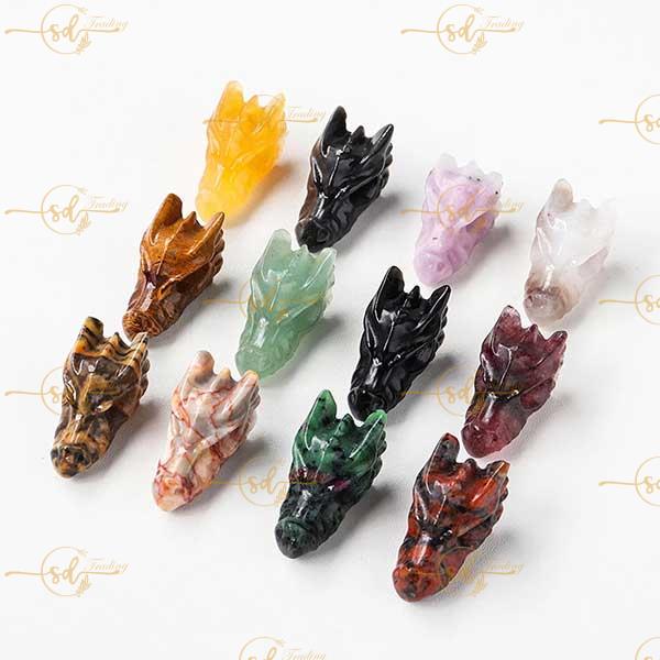 Natural Polished Crystal Dragon Head Carving