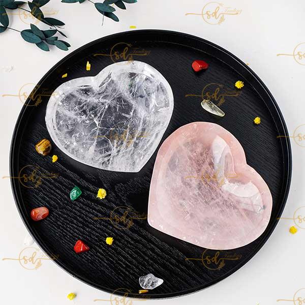 Natural Rose Quartz Crystal Bowl