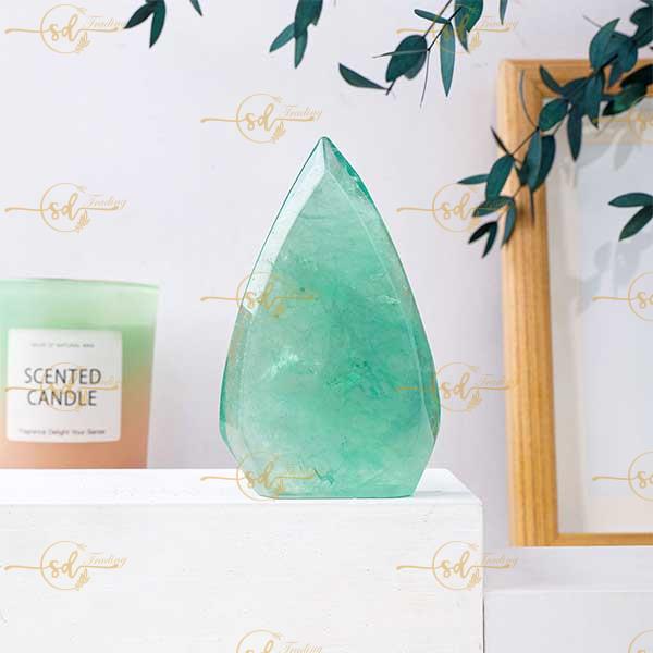 Carved Green Fluorite Crystal Flame