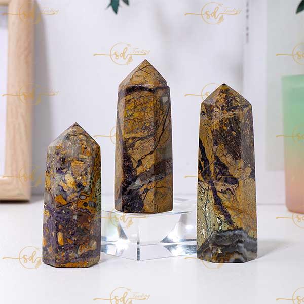 Natural Sugilite Hexagonal Prism Tower