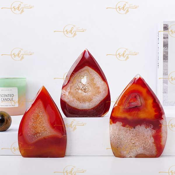 Natural Red Agate Crystal Cave Flames