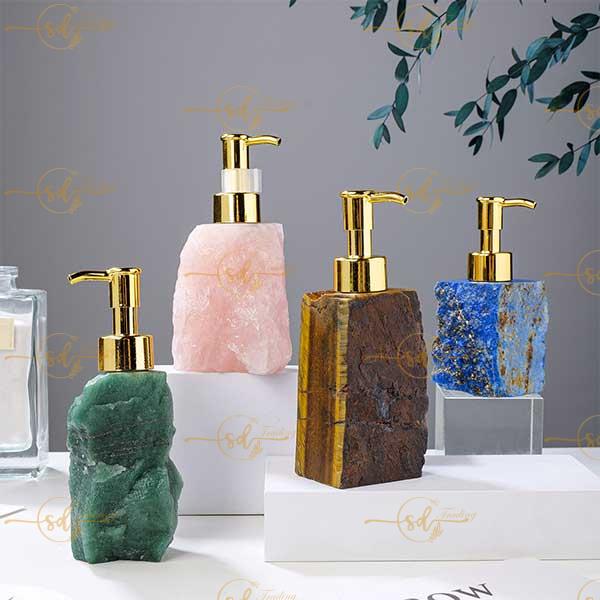 Natural Rough Crystal Stone Soap Bottle