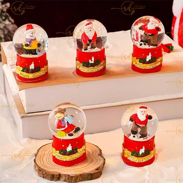 Small Christmas Santa Claus Light Up Crystal Ball Box Set of 12