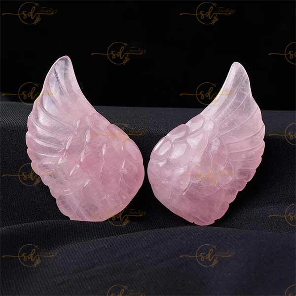 Pink Rose Quartz Angel Wings