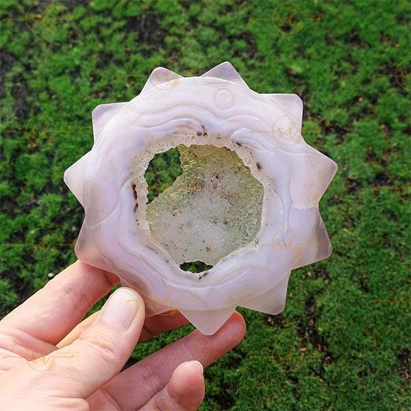 Agate Geode Sunflower Carving