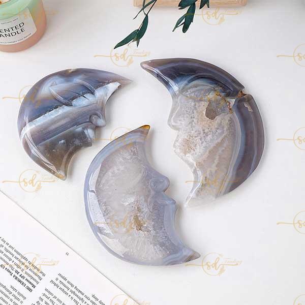 Agate Moon Face Carving