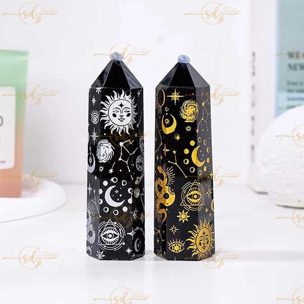 High Quality Obsidian Single Pointed Zodiac Tower