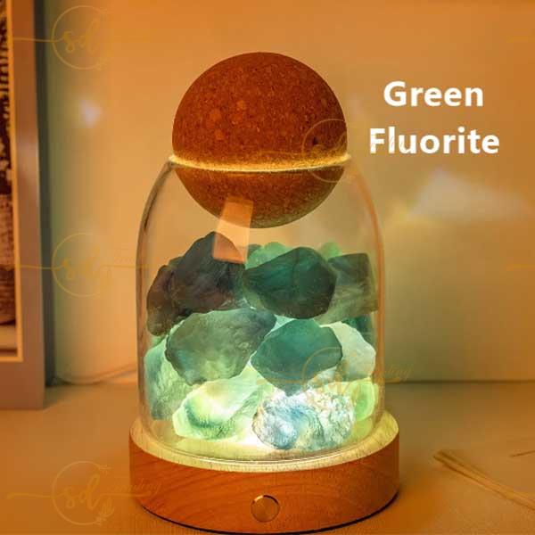 Natural Green Fluorite Raw Crystal Aroma Diffuser Night Light