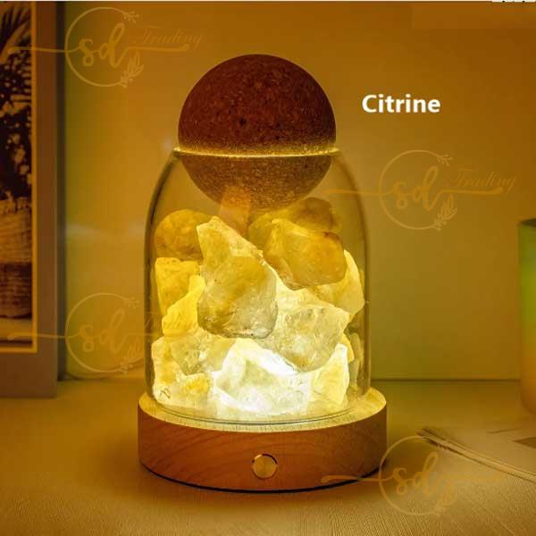 Natural Citrine Raw Crystal Aroma Diffuser Night Light