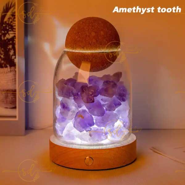 Natural Amethyst Tooth Raw Crystal Aroma Diffuser Night Light