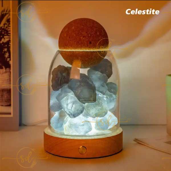 Natural Celestite Raw Crystal Aroma Diffuser Night Light