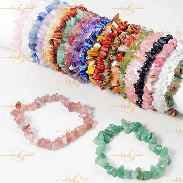 Natural Crystal Chip Stretch Bracelet