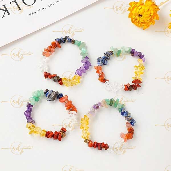 Natural Seven Chakra Crystal Chip Bracelet