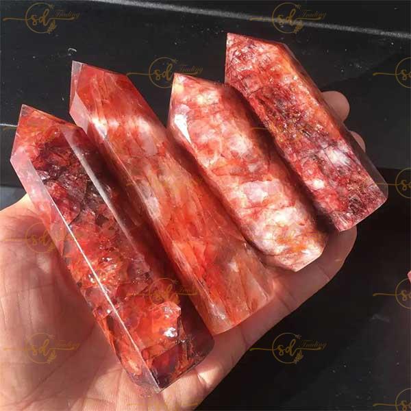 High Quality Polished Fire Quartz Tower