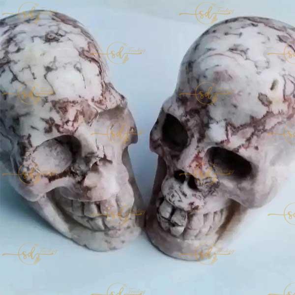 Natural Amber Calcite Skull Carving